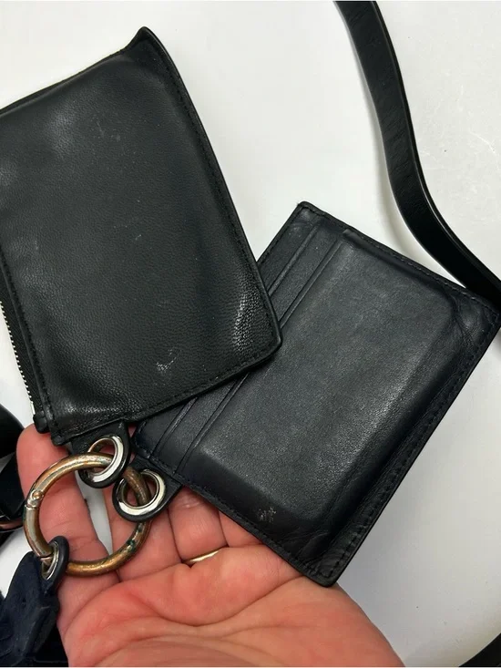 ALL SAINTS Leather suede purse pearl mini hobo bag dark blue - Picture 16 of 16